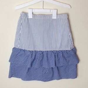 Striped Blue and White Tiered Ruffle Skirt